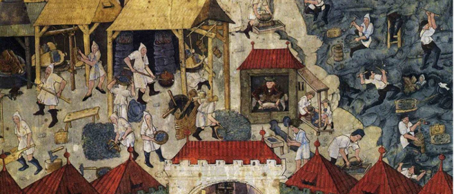 Silver mining in Kutná Hora, 1490s. 