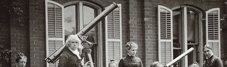 Maria Mitchell (second on left) measuring the rotation of the Sun with her students at Vassar College.