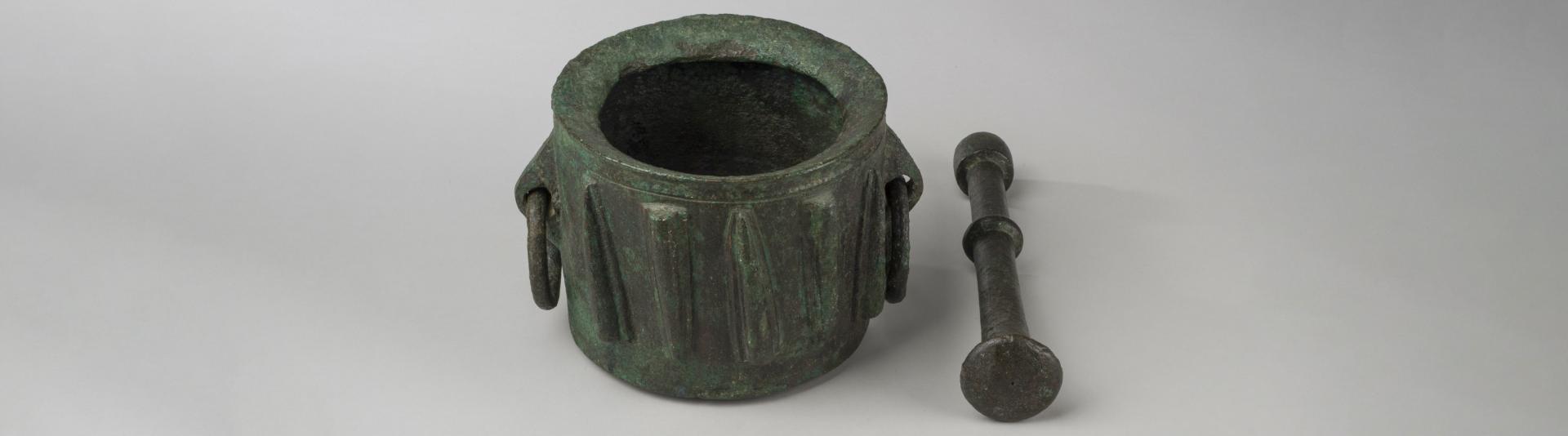 A 12th/13th century egyptian mortar that was likely used for grinding spices and herbs for food, medicine, and/or perfumes.