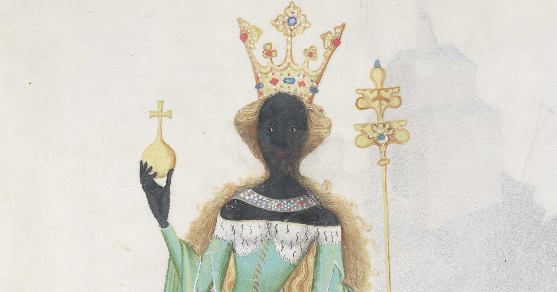  Fifteenth century illustration of the biblical Queen of Sheba from Conrad Kyeser’s Bellifortis.