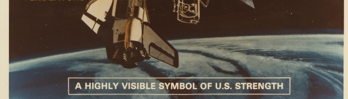 Slide from a 1983 National Aeronautics and Space Administration (NASA) viewfinder presentation, detailing its plans for Space Station Freedom.