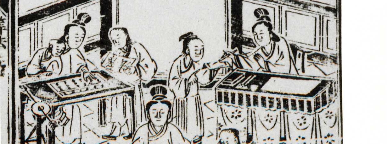 A mother (left) teaches her child abacus calculation, part of traditional Chinese education in the six arts.